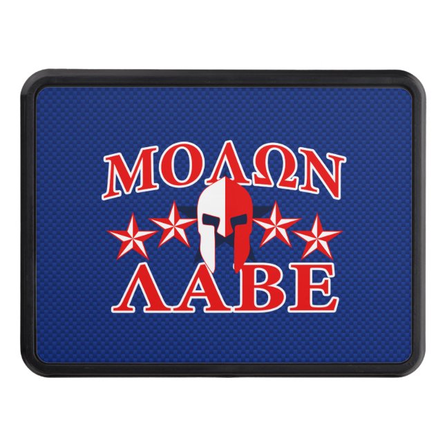 Molon Labe Spartan Warrior Mask 5 stars Patriot Tow Hitch Cover (Front)