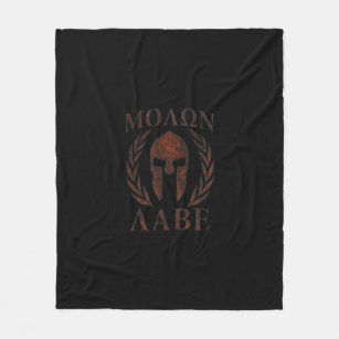 Molon Labe Spartan Warrior Mask Laurels Cast Fleece Blanket