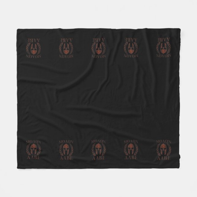 Molon Labe Spartan Warrior Mask Laurels Cast Fleece Blanket (Front (Horizontal))