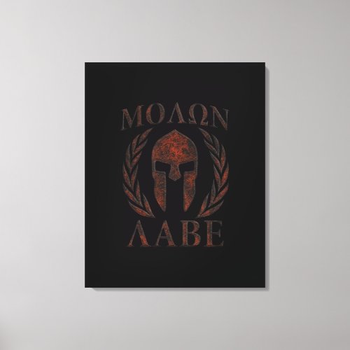 Molon Labe Spartan Warrior Mask Laurels Iron Canvas Print