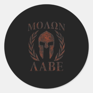 Molon Labe Spartan Warrior Mask Laurels Iron Classic Round Sticker