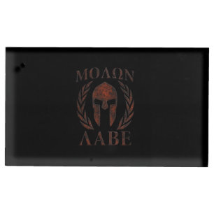Molon Labe Spartan Warrior Mask Laurels Iron Table Card Holder