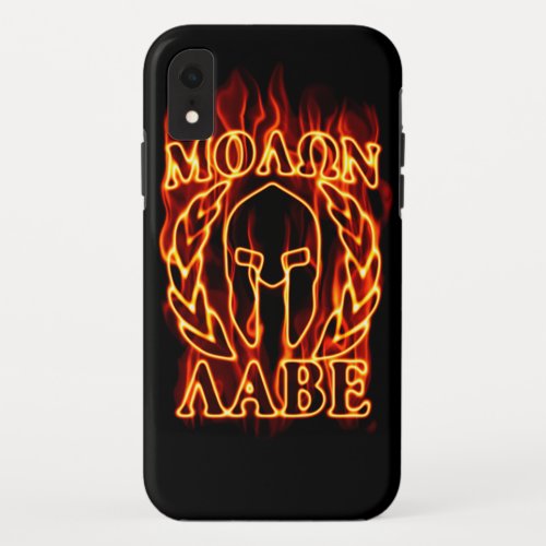 Molon Labe Spartan Warrior on Fire iPhone XR Case