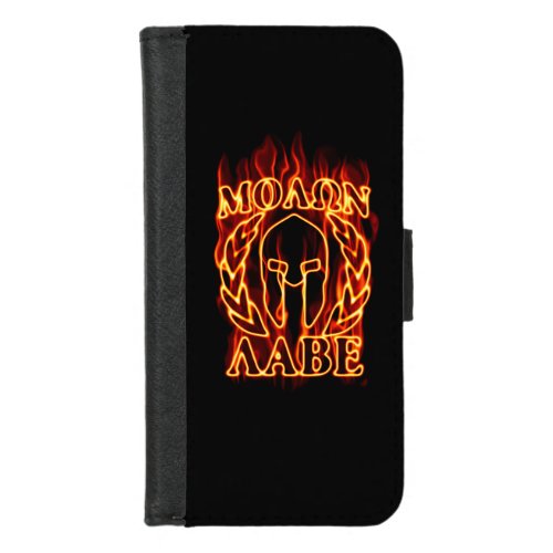 Molon Labe Spartan Warrior on Fire iPhone 87 Wallet Case