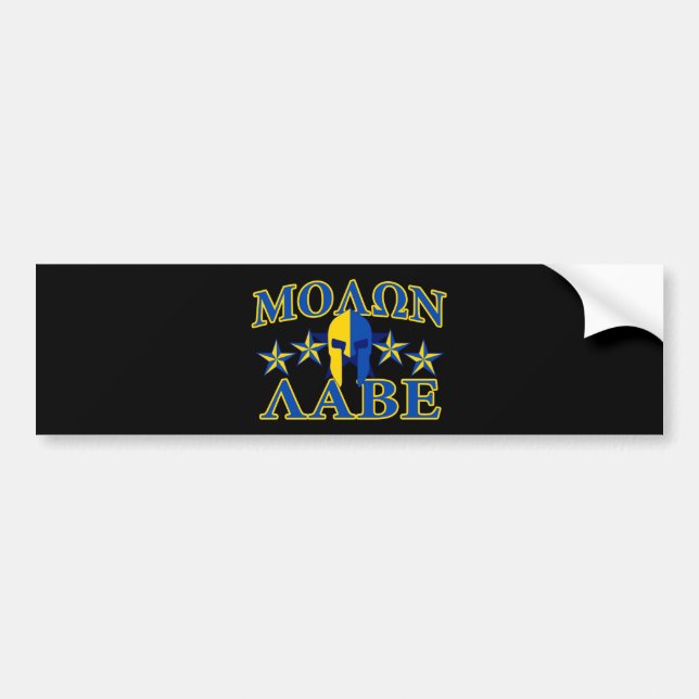 Molon Labe Spartan Warrior Yellow Blue Decor Bumper Sticker (Front)