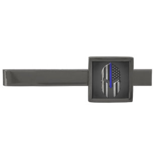 Molon Labe Thin Blue Line Gunmetal Finish Tie Bar