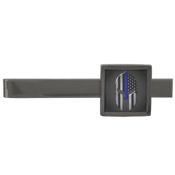 Molon Labe Thin Blue Line Gunmetal Finish Tie Bar by ThinBlueLineDesign at Zazzle