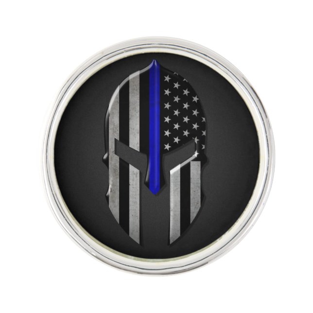 Molon Labe Thin Blue Line Lapel Pin (Front)