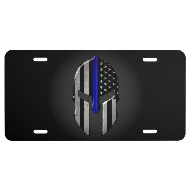 Molon Labe Thin Blue Line License Plate (Front)