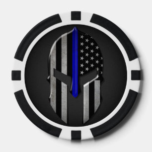 Molon Labe Thin Blue Line Poker Chips