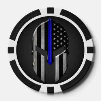 Molon Labe Thin Blue Line Poker Chips by ThinBlueLineDesign at Zazzle