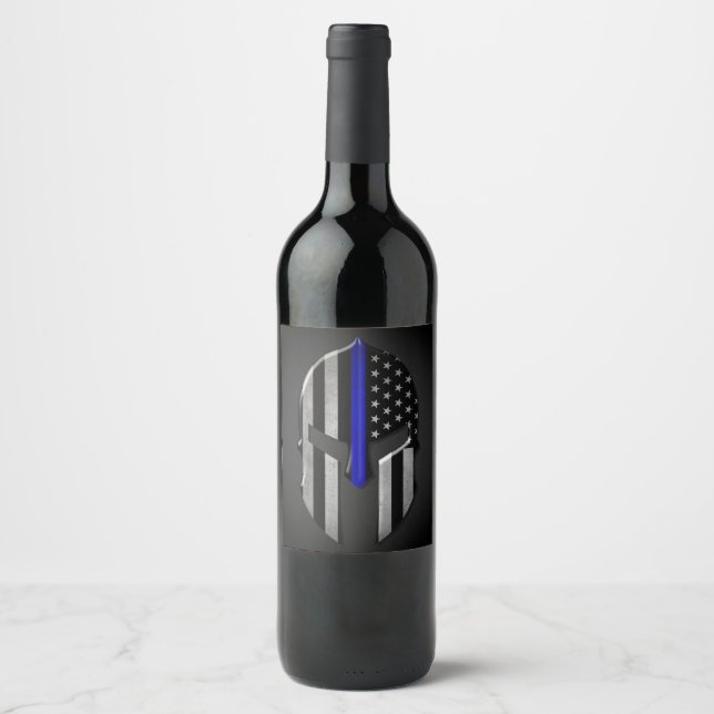 Molon Labe Thin Blue Line Wine Label (Front)