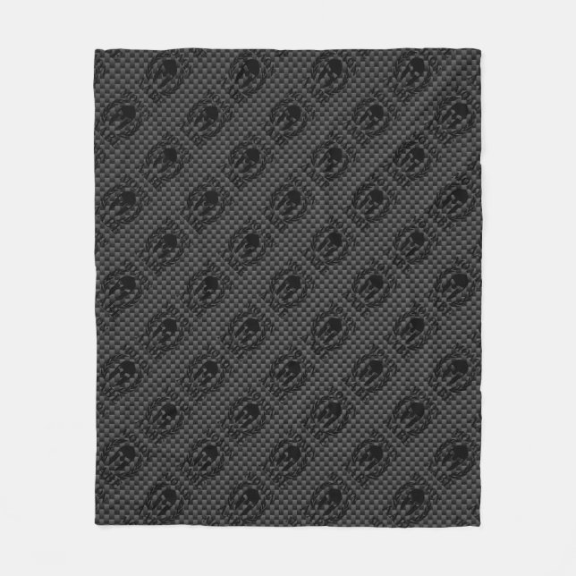Molon Labe Warrior Laurels on Black Carbon Fleece Blanket (Front)