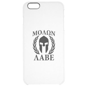 Molon Labe Warrior Laurels on Black Carbon Clear iPhone 6 Plus Case