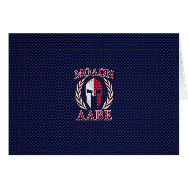 Molon Labe Warrior Mask Blue Carbon Fiber Print Cards (Front Horizontal)