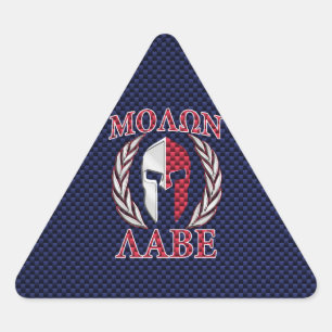 Molon Labe Warrior Mask Blue Carbon Fiber Print Triangle Sticker