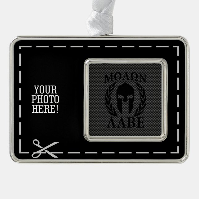 Molon Labe Warrior Mask Laurels Carbon Fiber Like Ornament (Front)