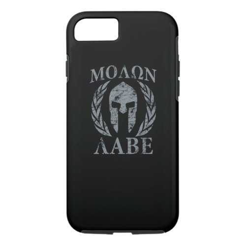 Molon Labe Warrior Mask Laurels on Black iPhone 87 Case