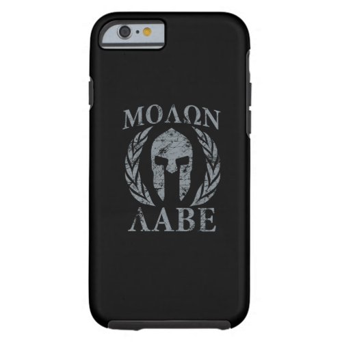 Molon Labe Warrior Mask Laurels on Black Tough iPhone 6 Case