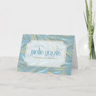 Molte Grazie Sky Blue Botanical Italian Letterpress Thank You Card