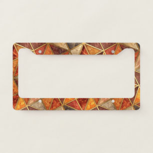Molten Amber and Crimson Geometric - Marble Mosaic License Plate Frame