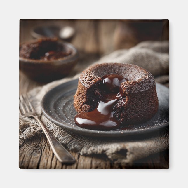 Molten Chocolate Lava Dessert Art Magnet (Front)