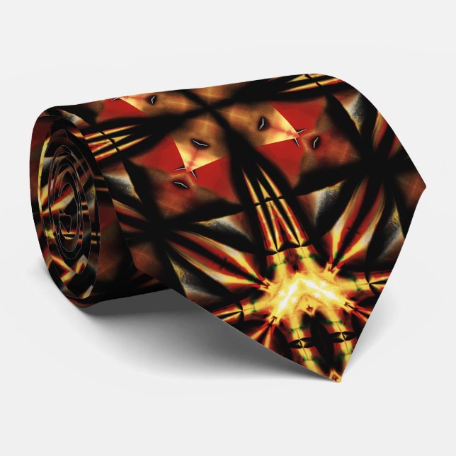 Molten Ember Lattice – Bold Statement Neck Tie (Rolled)