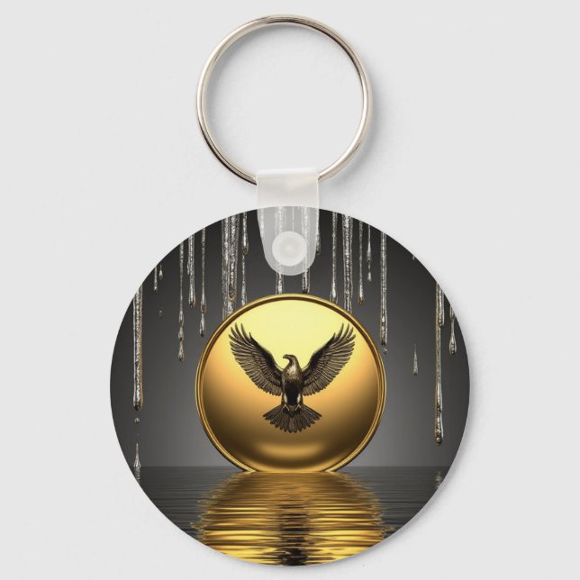 🦅 Molten Gold Eagle Power Pendant Charm 🦅 Keychain (Front)