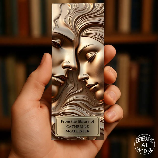 Molten Gold Metallic Elegant Artistic Lovers Faces Bookmarks (Creator Uploaded)