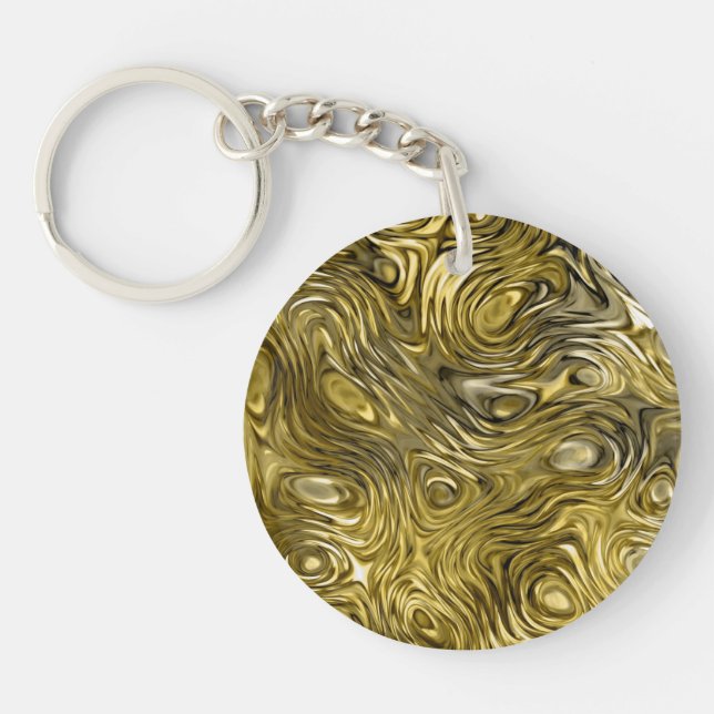 Molten "Gold" print Text acrylic cream back Keychain (Front)