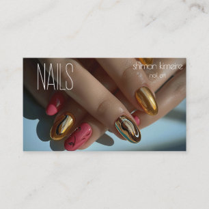 Molten Gold Trendy Nail Art Business Card