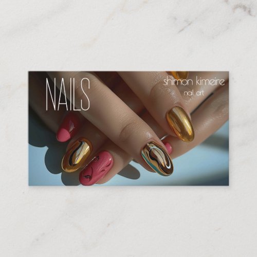 Molten Gold Trendy Nail Art  Business Card