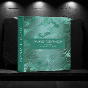 Molten Jade Emerald Green Luxury Marble 3 Ring Binder