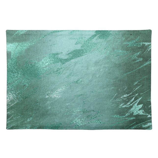 Molten Jade | Emerald Green Luxury Marble Cloth Placemat (Front)