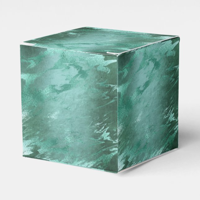 Molten Jade | Emerald Green Luxury Marble Favor Boxes (Front Side)