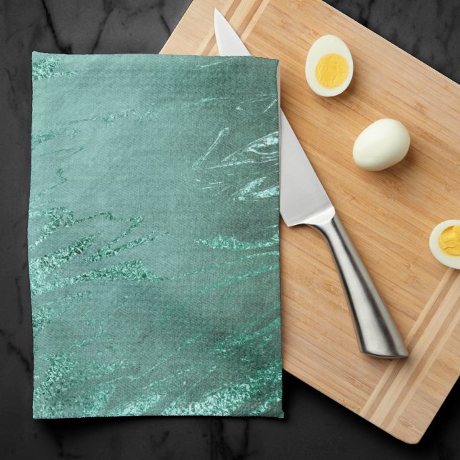 Molten Jade | Emerald Green Luxury Marble Kitchen Towel (Creator Uploaded)