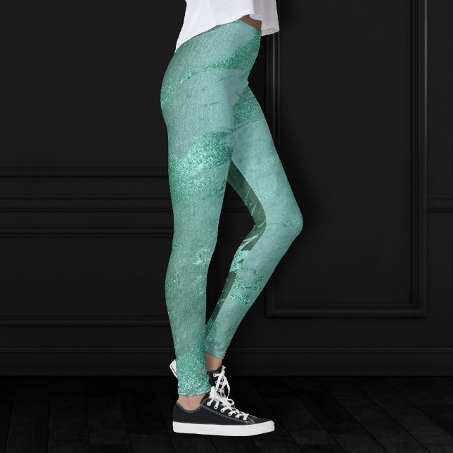 Molten Jade | Emerald Green Luxury Marble Leggings (Creator Uploaded)