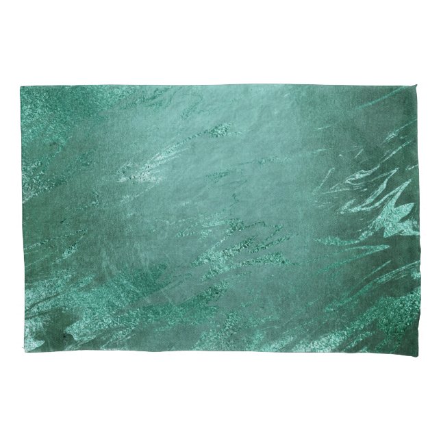 Molten Jade | Emerald Green Luxury Marble Pillow Case (Front)