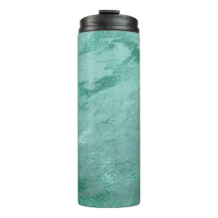Molten Jade Emerald Green Luxury Marble Thermal Tumbler