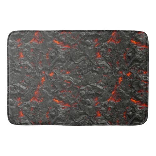 Molten lava volcano black and red bath mat