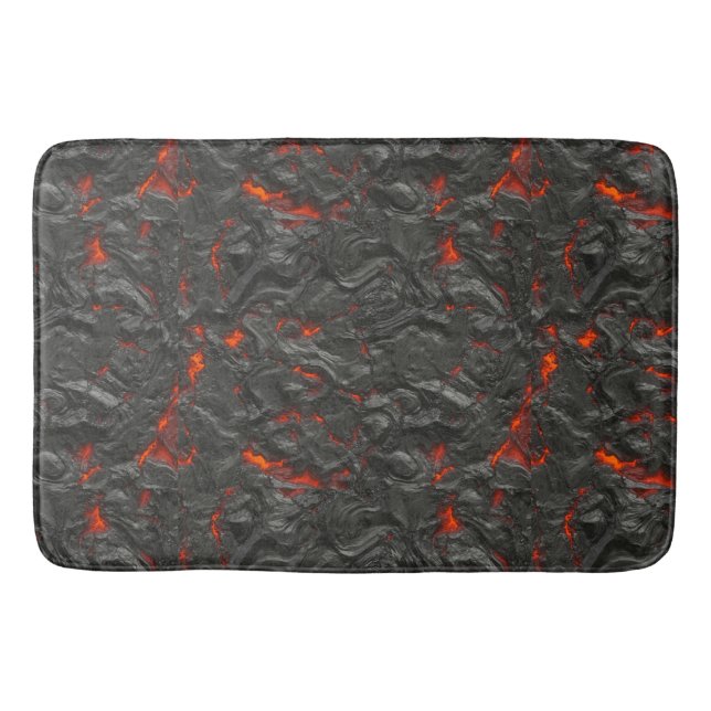 Molten lava volcano black and red bath mat (Front)