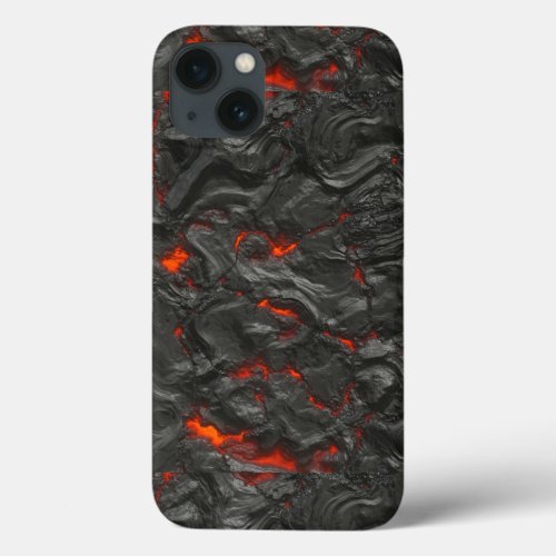 Molten lava volcano black and red iPhone 13 case