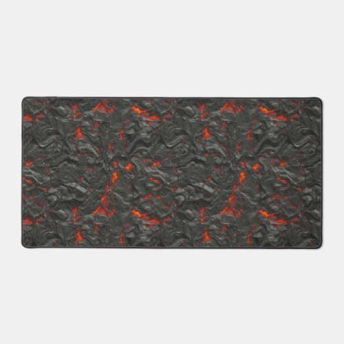 Molten lava volcano black and red desk mat