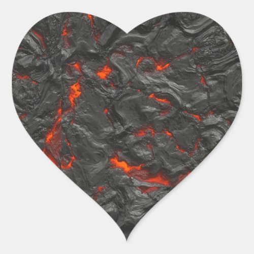 Molten lava volcano black and red heart sticker