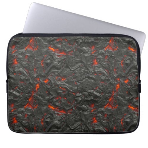 Molten lava volcano black and red laptop sleeve