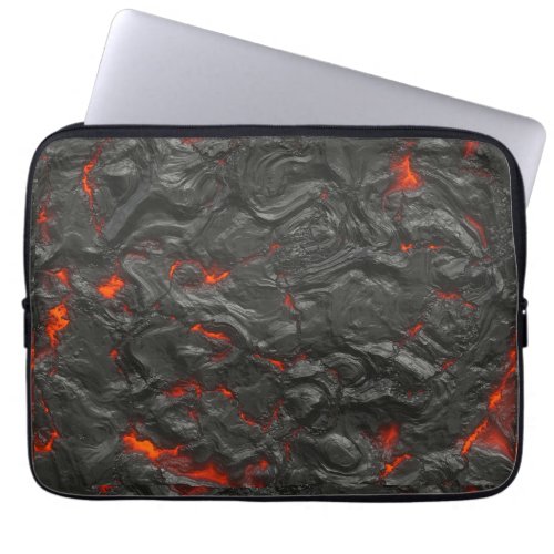 Molten lava volcano black and red laptop sleeve