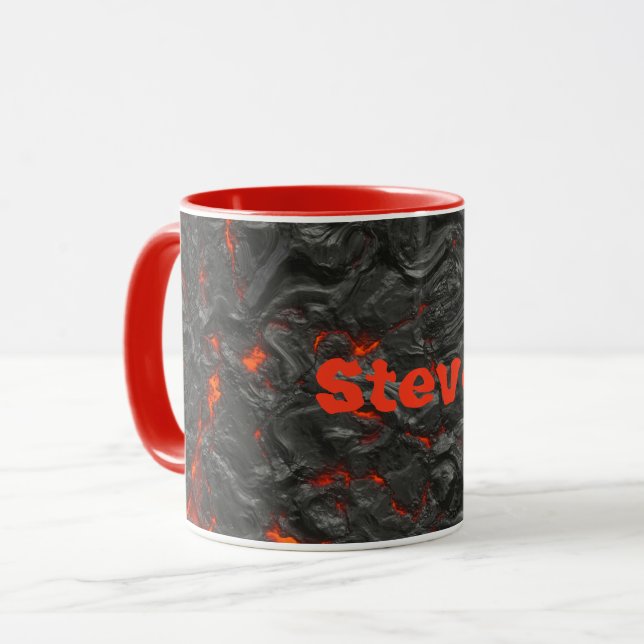 Molten lava volcano black and red mug (Front Left)