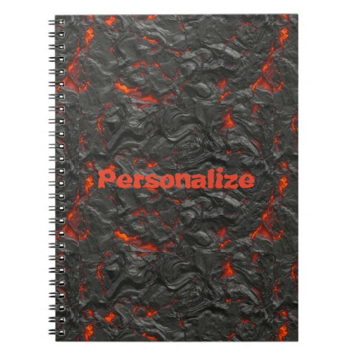 Molten lava volcano black and red notebook