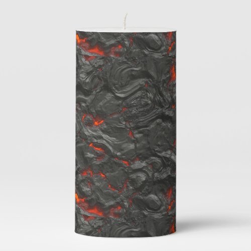 Molten lava volcano black and red pillar candle