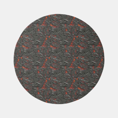 Molten lava volcano black and red rug